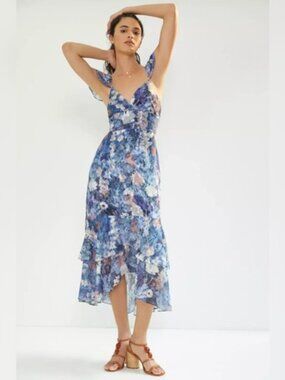Anthropologie Hutch Ruffled Midi Dress Sz 14